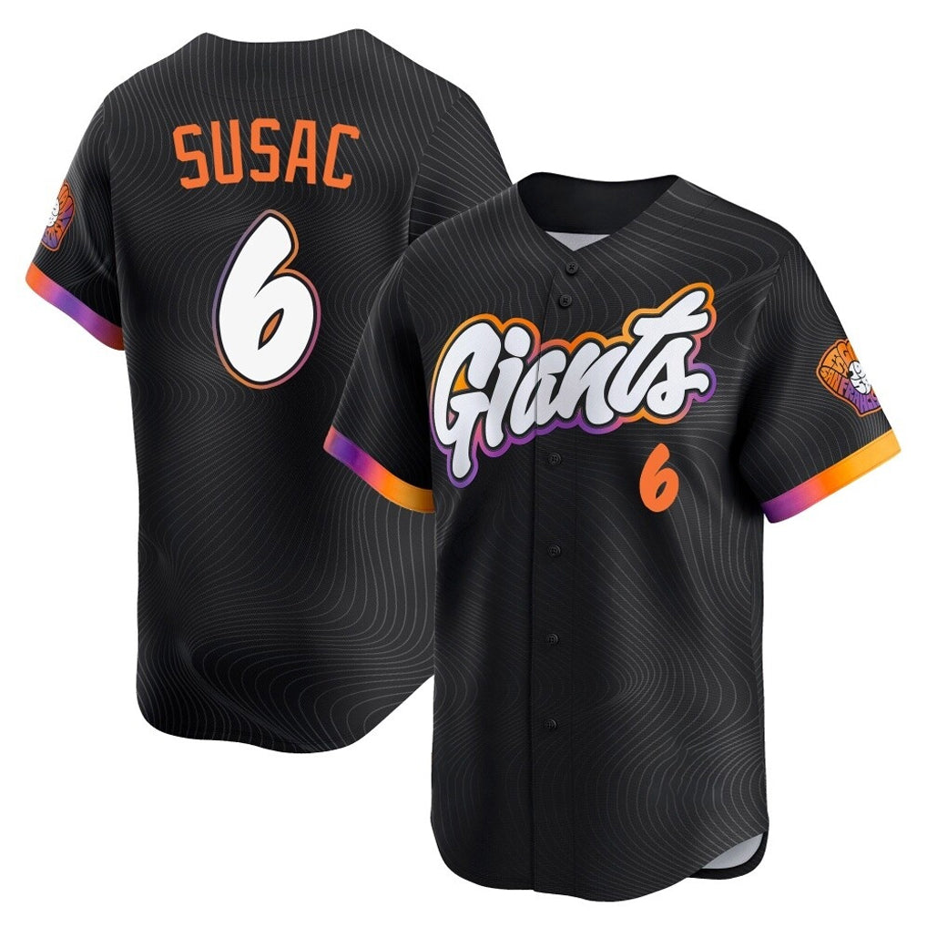 Fenge SF.Giants #6 Daniel Susac Player Black 2025 City Connect Home Limited Stitched Jerseys