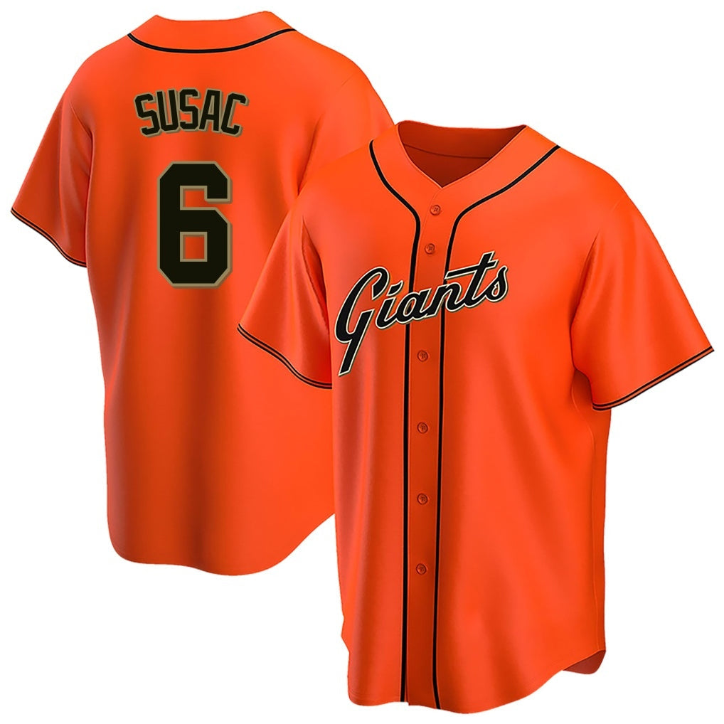 Fenge SF.Giants #6 Daniel Susac Player Orange Home Game Stitched Jerseys