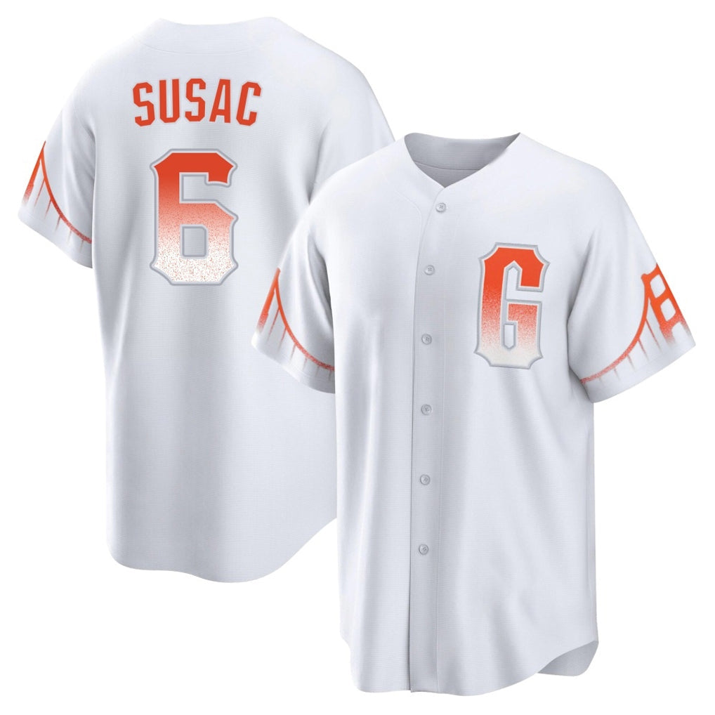 Fenge SF.Giants #6 Daniel Susac Player White City Connect Home Game Stitched Jerseys