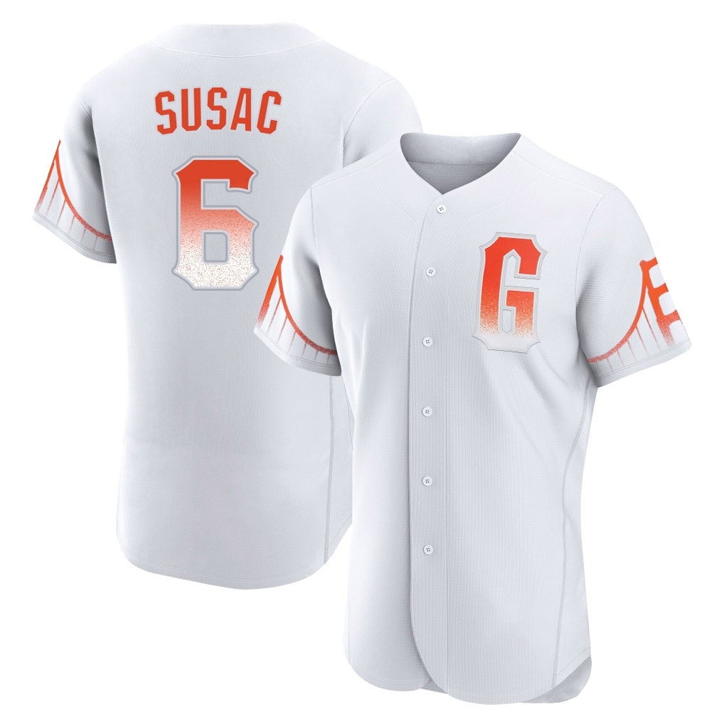 Fenge SF.Giants #6 Daniel Susac Player White City Connect Home Limited Elite Stitched Jerseys