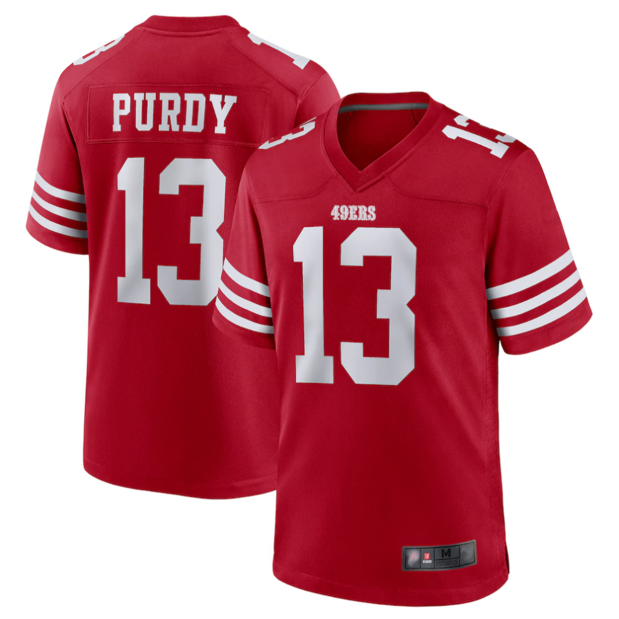 Fenge SFr.49ers #13 Brock Purdy Player Scarlet Replica Game Stitched Jerseys