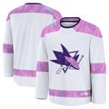 Fenge S.Jose Sharks White 2024 Hockey Fights Cancer Practice Jerseys
