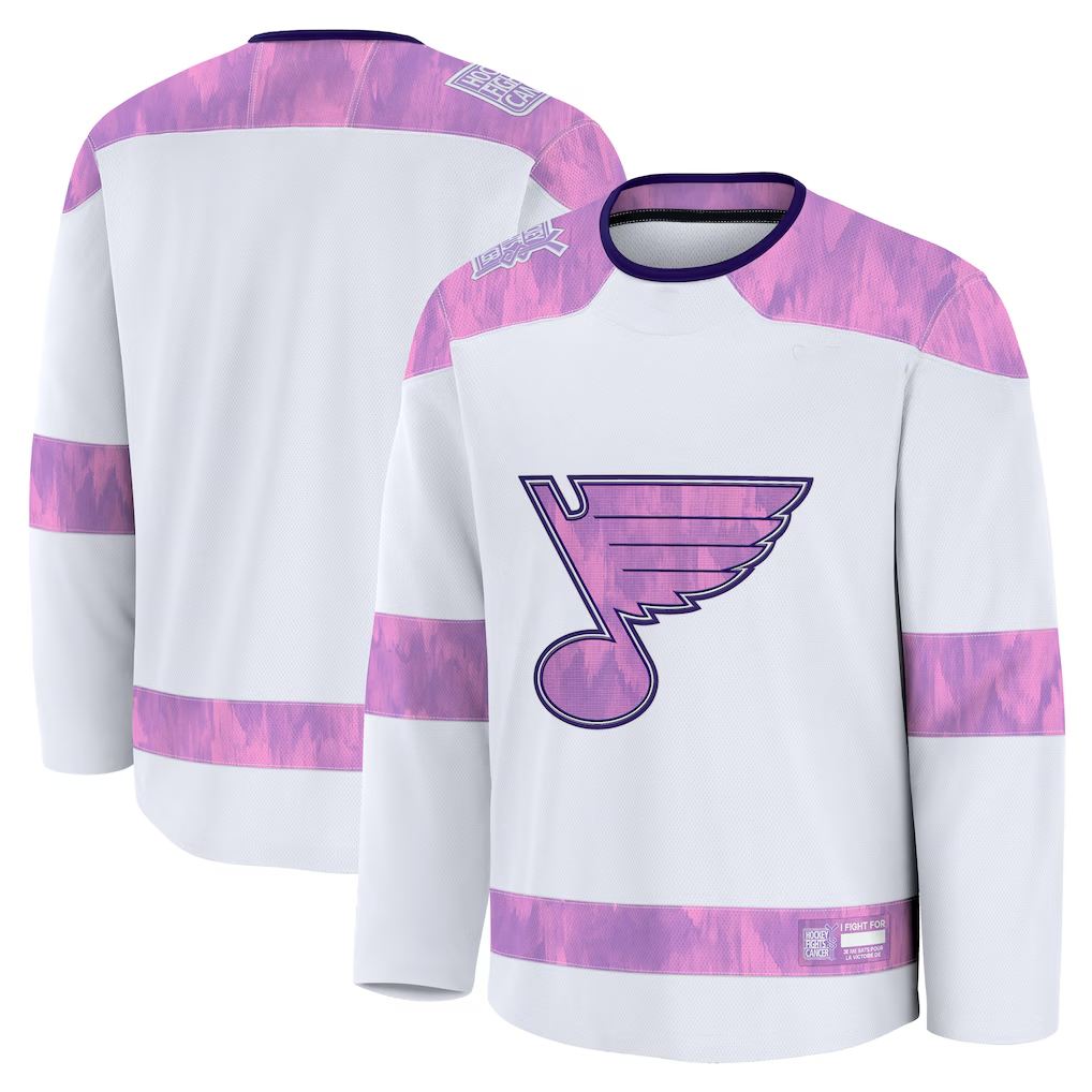 Fenge St.L.Blues White 2024 Hockey Fights Cancer Practice Jerseys