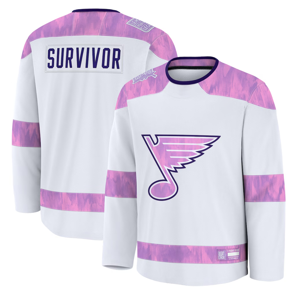 Fenge St.L.Blues White Hockey Fights Cancer Survivor Practice Jerseys