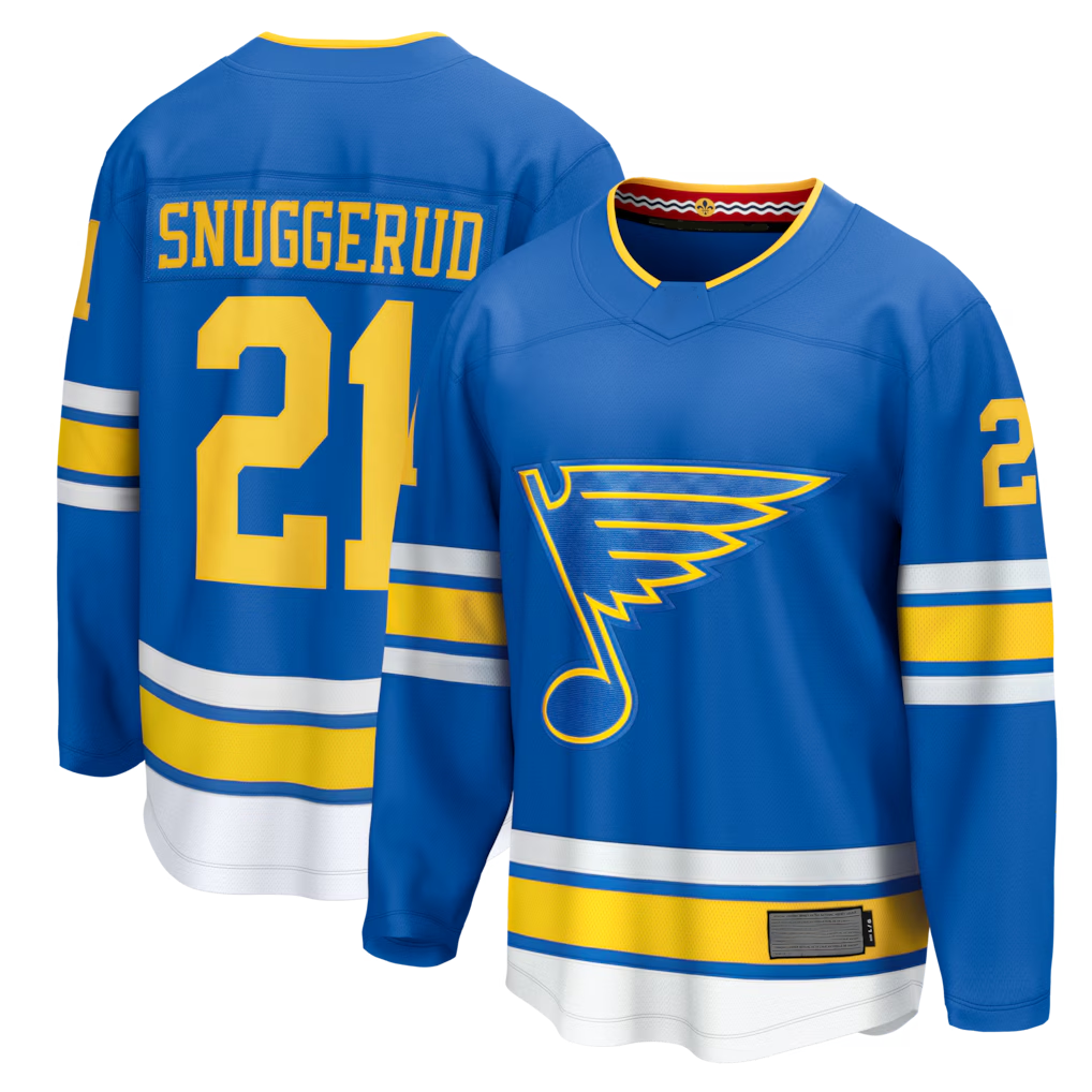 Fenge St.L.Blues #21 Blues Jimmy Snuggerud Blue Home Breakaway Jerseys