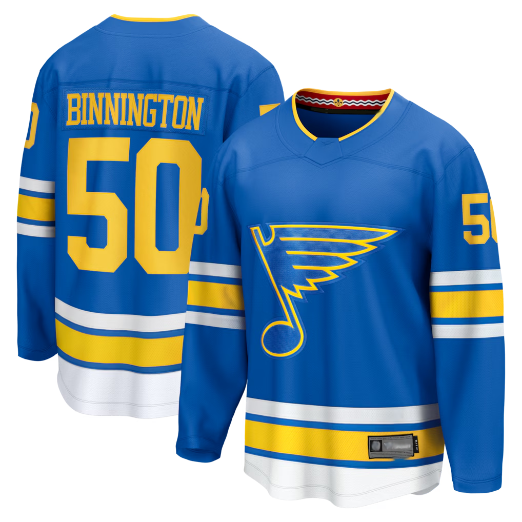 Fenge St.L.Blues #50 Jordan Binnington Blue Home Breakaway Jerseys