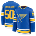 Fenge St.L.Blues #50 Jordan Binnington Blue Home Premium Player Jerseys