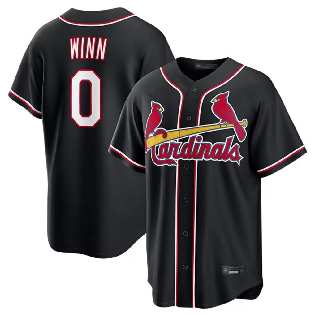 Fenge St. Louis Cardinals #0 Masyn Winn Player Black Carbon Fashio Game Stitched Jerseys