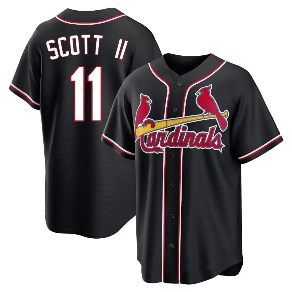 Fenge St. Louis Cardinals #11 Victor Scott II Player Black Carbon Fashio Game Stitched Jerseys