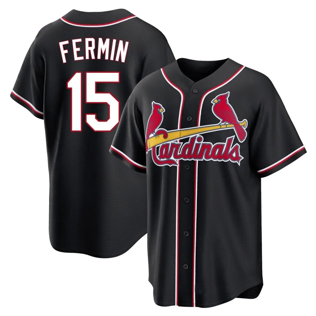 Fenge St. Louis Cardinals #15 Jose Fermin Player Black Carbon Fashio Game Stitched Jerseys