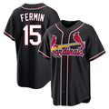 Fenge St. Louis Cardinals #15 Jose Fermin Player Black Carbon Fashio Game Stitched Jerseys