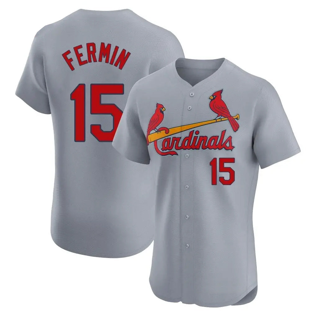 Fenge St. Louis Cardinals #15 Jose Fermin Player Gray Home Limited Elite Stitched Jerseys