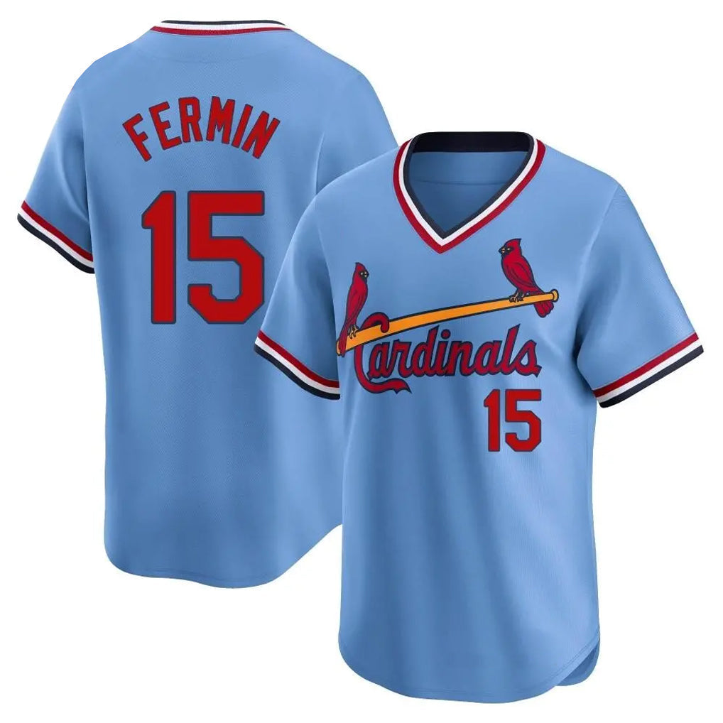 Fenge St. Louis Cardinals #15 Jose Fermin Player Light Blue City Connect Home T-shirt Stitched Jerseys
