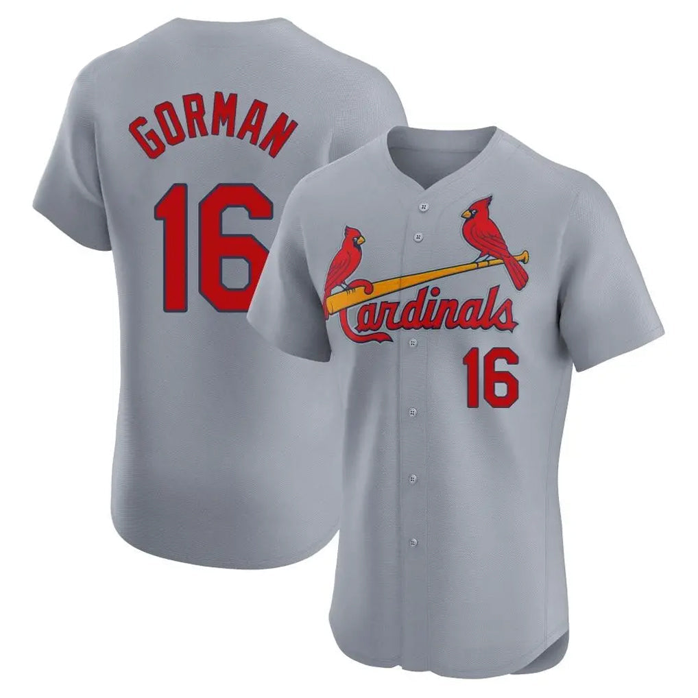 Fenge St. Louis Cardinals #16 Nolan Gorman Player Gray Home Limited Elite Stitched Jerseys
