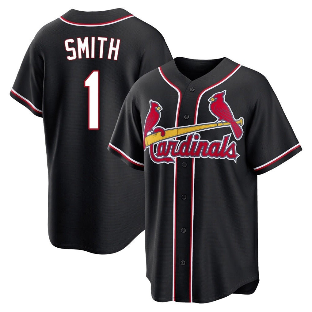 Fenge St. Louis Cardinals #1 Ozzie Smith Player Black Carbon Fashio Game Stitched Jerseys