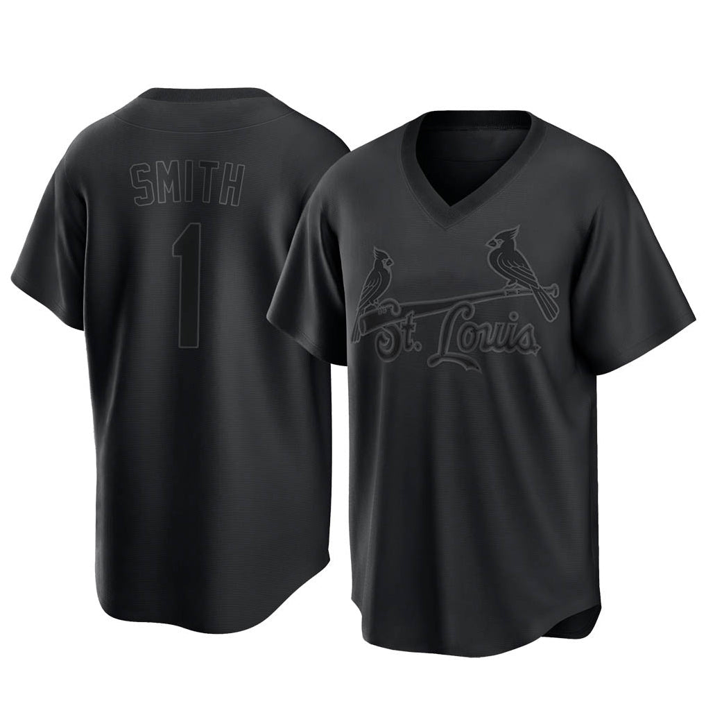 Fenge St. Louis Cardinals #1 Ozzie Smith Player Black City Connect T-shirt Stitched Jerseys