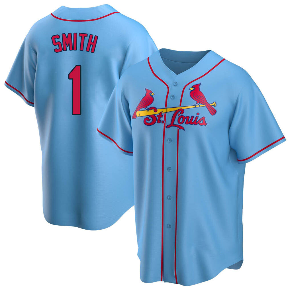 Fenge St. Louis Cardinals #1 Ozzie Smith Player Light Blue Home Game Stitched Jerseys