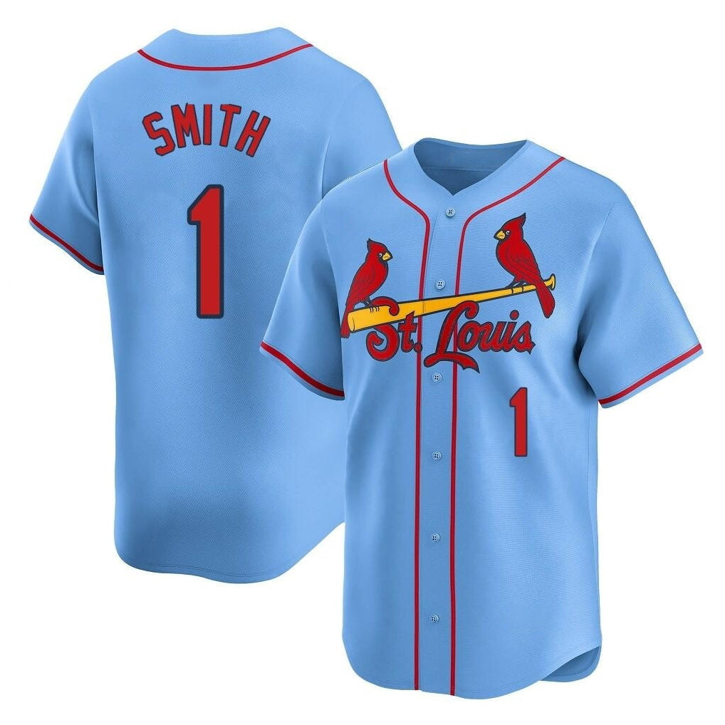 Fenge St. Louis Cardinals #1 Ozzie Smith Player Light Blue Home Limited Stitched Jerseys