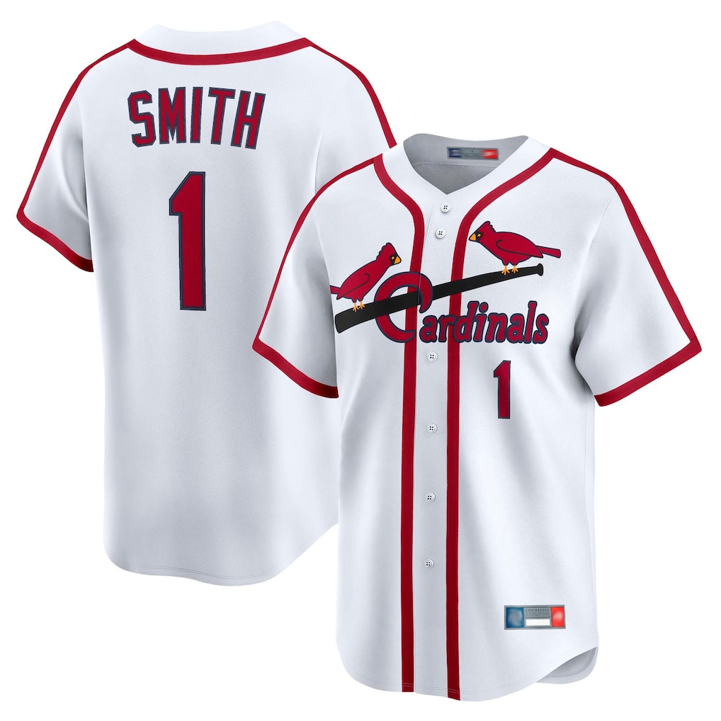 Fenge St. Louis Cardinals #1 Ozzie Smith Player White Throwback Cooperstown Collection Limited Stitched Jerseys