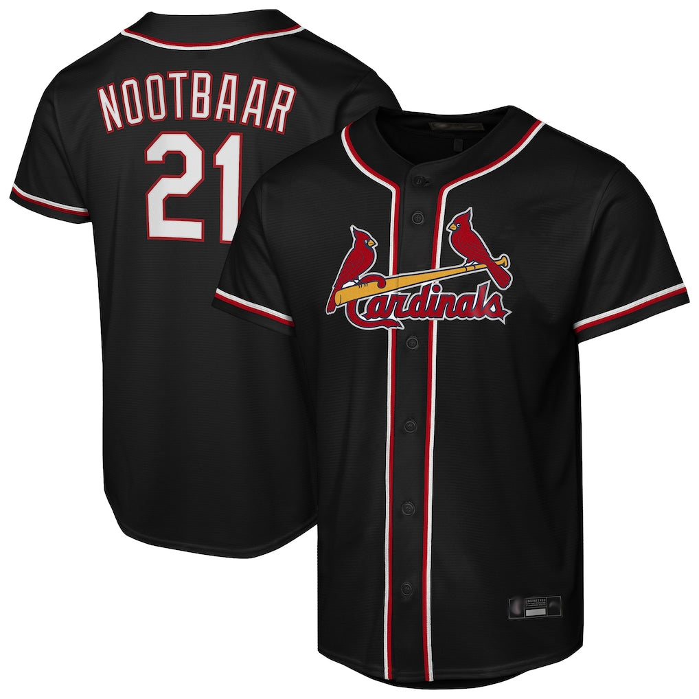 Fenge St. Louis Cardinals #21 Lars Nootbaar Player Black Carbon Fashio Game Stitched Jerseys