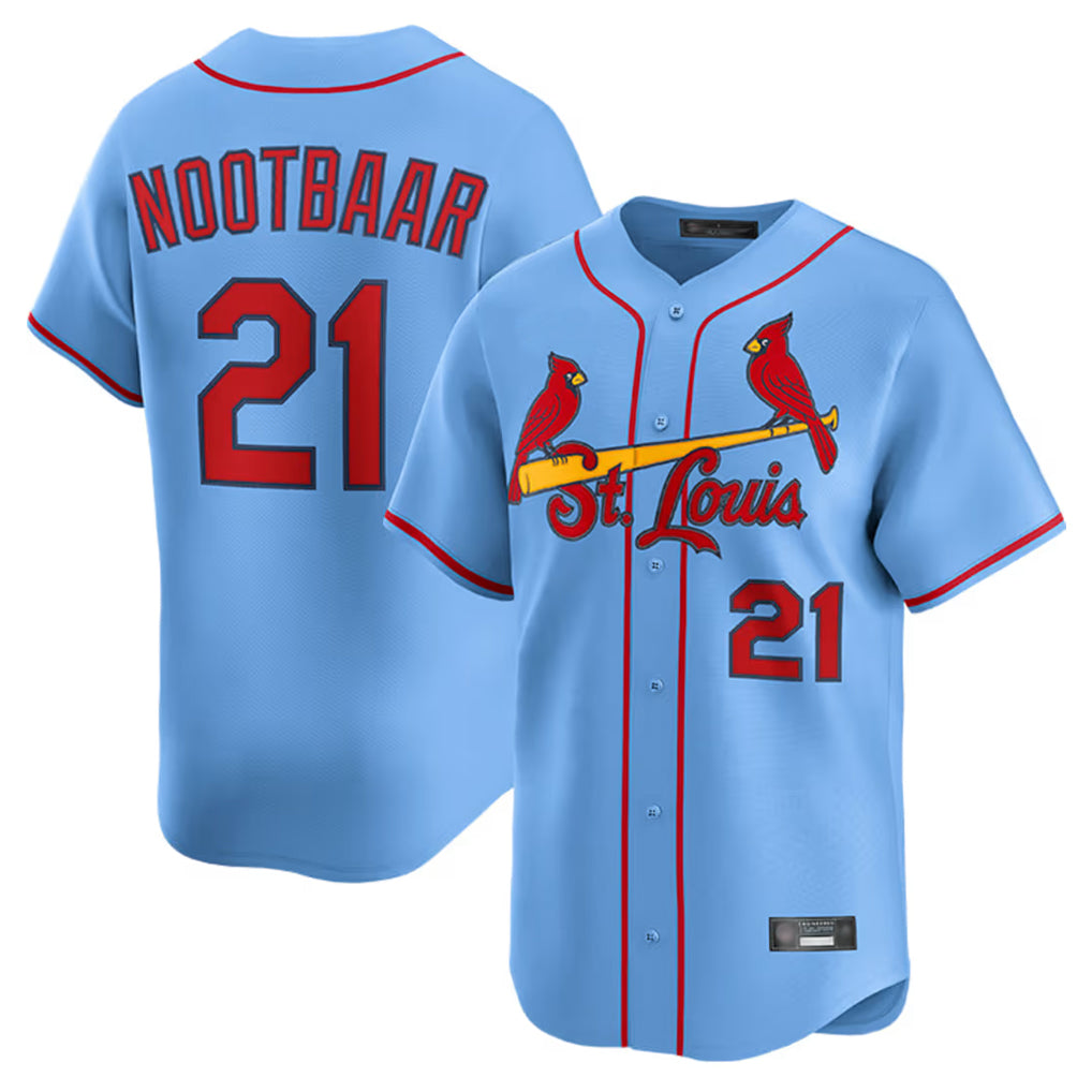 Fenge St. Louis Cardinals #21 Lars Nootbaar Player Light Blue Home Limited Stitched Jerseys