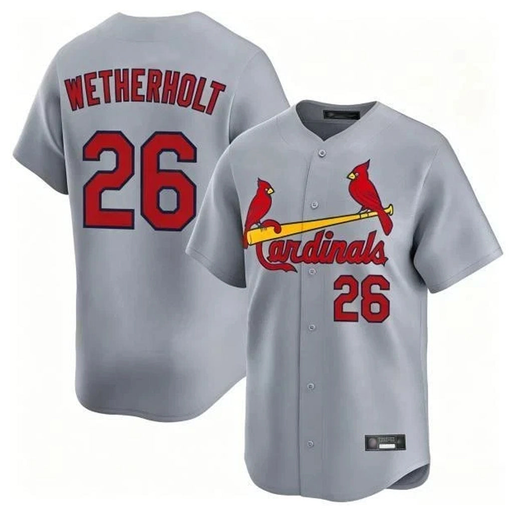 Fenge St. Louis Cardinals #26 JJ Wetherholt Player Gray Home Limited Stitched Jerseys