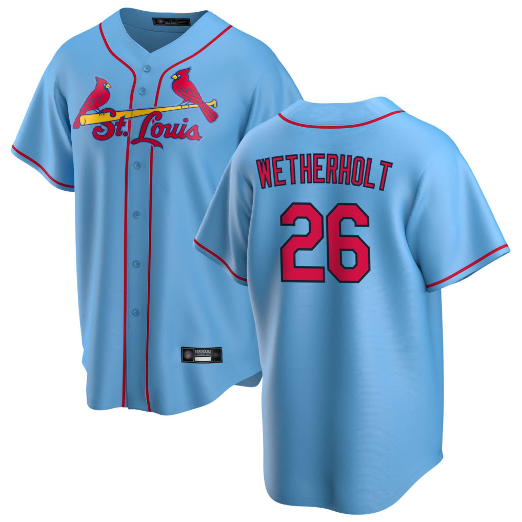 Fenge St. Louis Cardinals #26 JJ Wetherholt Player Light Blue Home Game Stitched Jerseys