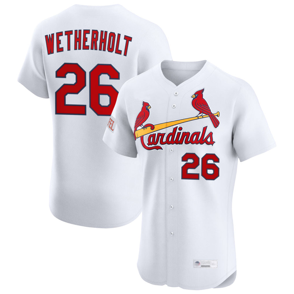 Fenge St. Louis Cardinals #26 JJ Wetherholt Player White Home Limited Elite Stitched Jerseys