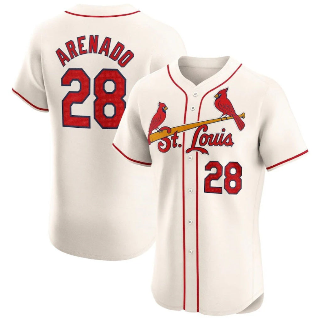 Fenge St. Louis Cardinals #28 Nolan Arenado Player Cream Home Limited Elite Stitched Jerseys