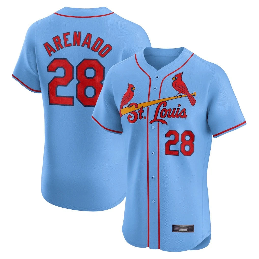 Fenge St. Louis Cardinals #28 Nolan Arenado Player Light Blue Home Limited Elite Stitched Jerseys