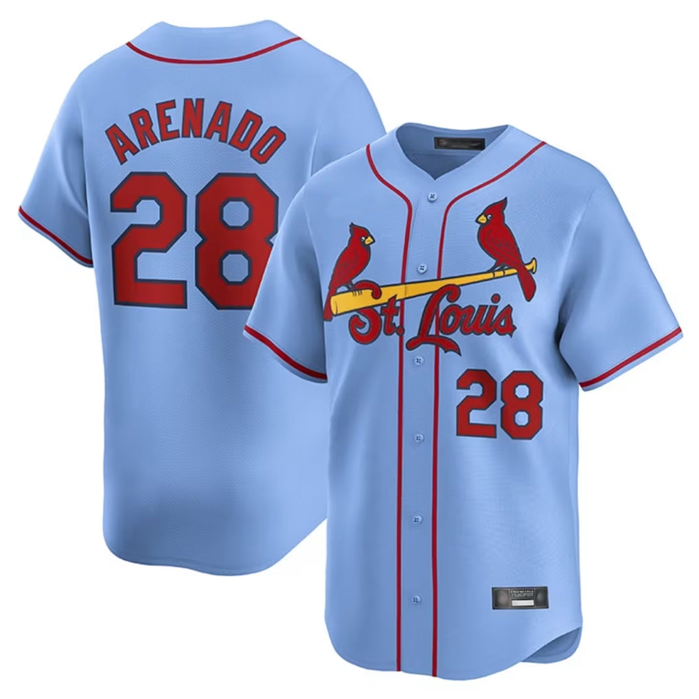 Fenge St. Louis Cardinals #28 Nolan Arenado Player Light Blue Home Limited Stitched Jerseys