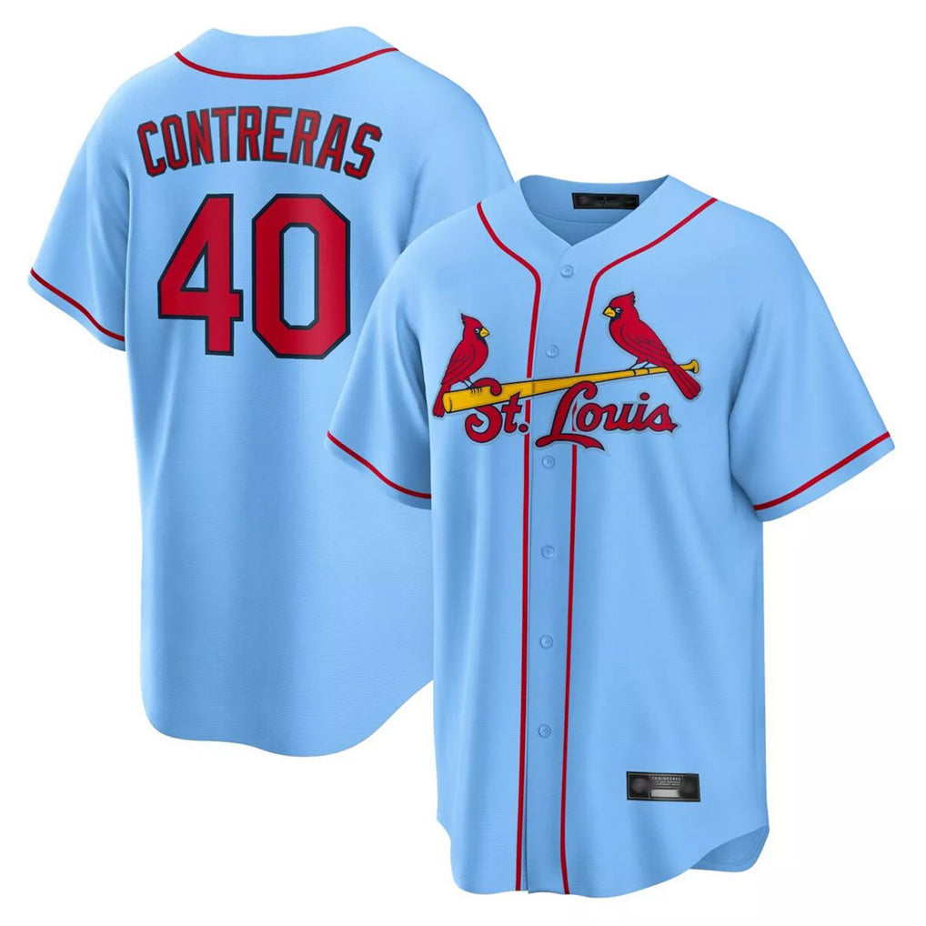 Fenge St. Louis Cardinals #40 Willson Contreras Player Light Blue Home Game Stitched Jerseys