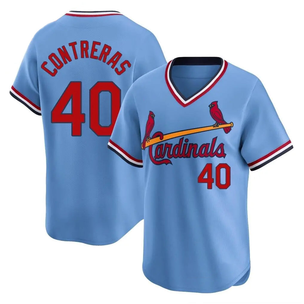 Fenge St. Louis Cardinals #40 Willson Contreras Player Light Blue Throwback Cooperstown Collection Limited Stitched Jerseys