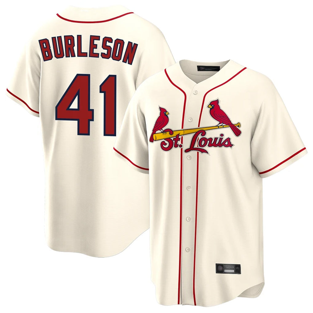 Fenge St. Louis Cardinals #41 Alec Burlesona Player Cream Home Game Stitched Jerseys