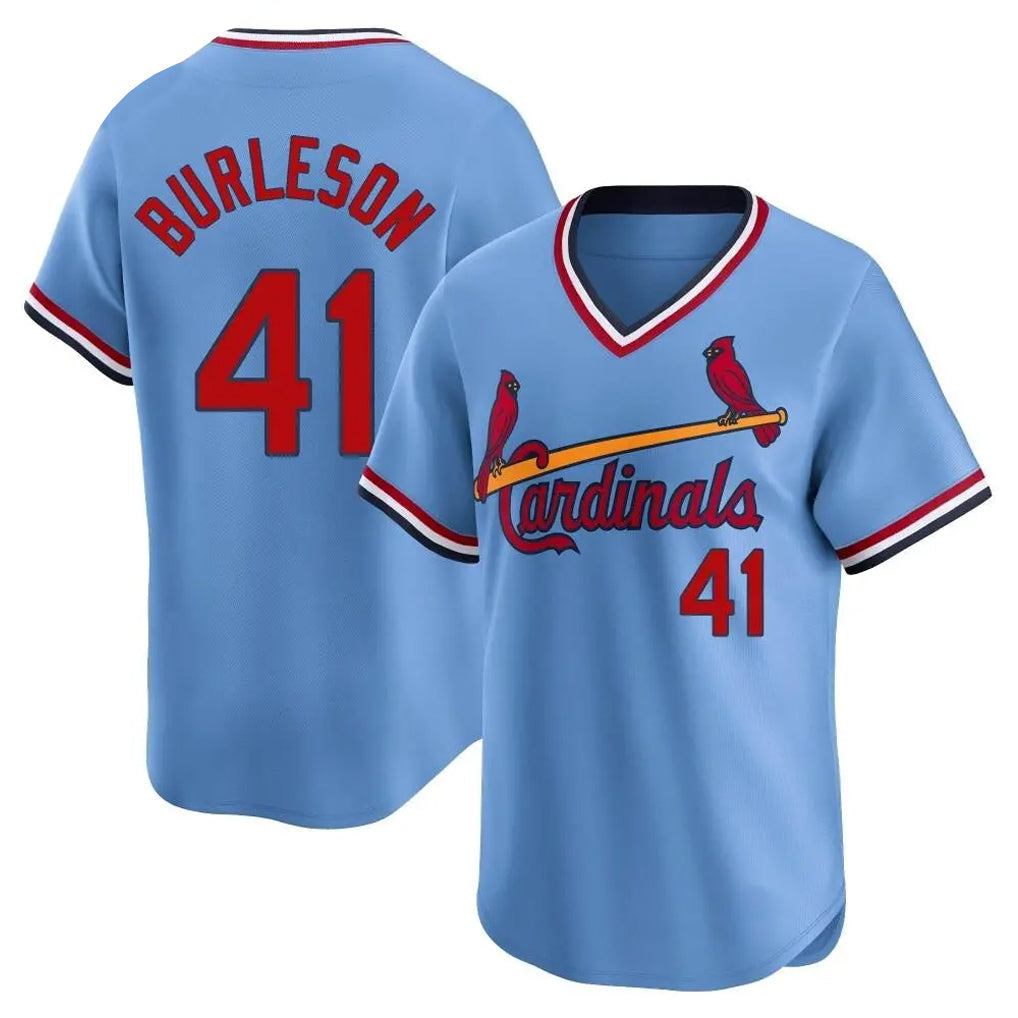 Fenge St. Louis Cardinals #41 Alec Burlesona Player Light Blue City Connect Home T-shirt Stitched Jerseys