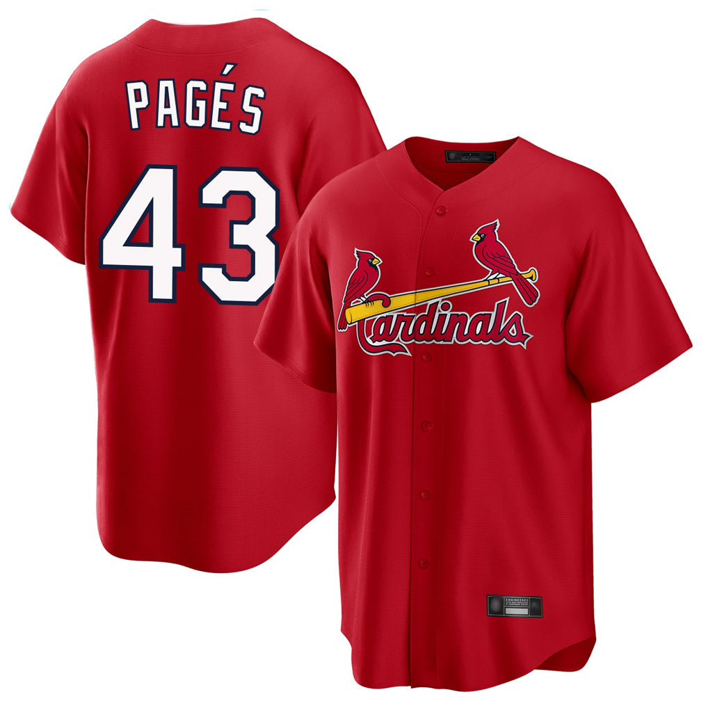 Fenge St. Louis Cardinals #43 Pedro Pages Player Red Home Game Stitched Jerseys