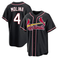 Fenge St. Louis Cardinals #4 Yadier Molina Player Black Carbon Fashio Game Stitched Jerseys