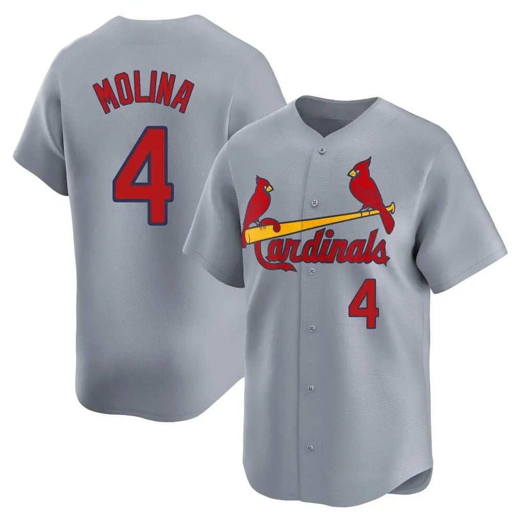 Fenge St. Louis Cardinals #4 Yadier Molina Player Gray Home Limited Stitched Jerseys