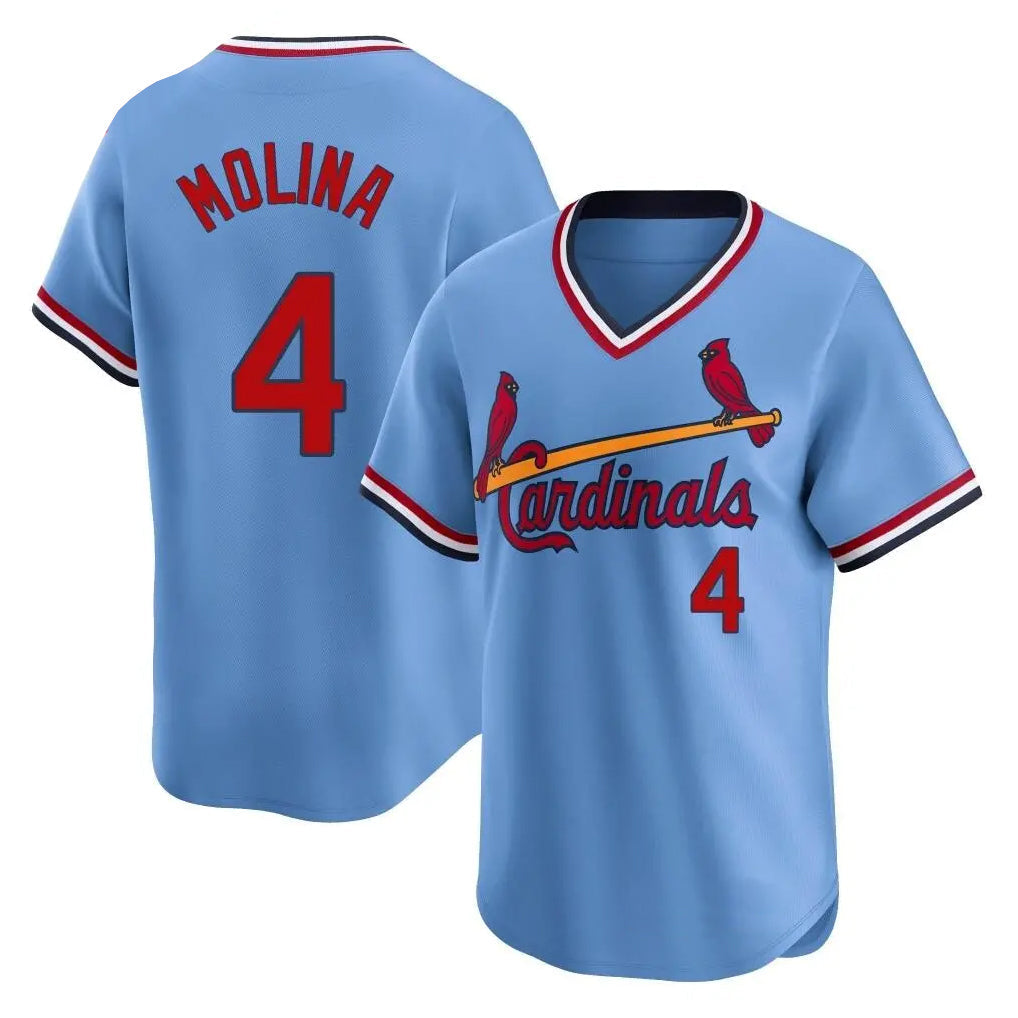 Fenge St. Louis Cardinals #4 Yadier Molina Player Light Blue City Connect Home T-shirt Stitched Jerseys