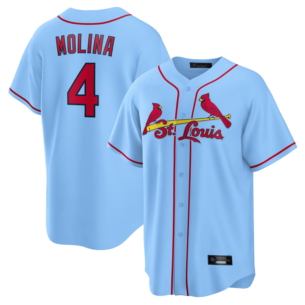 Fenge St. Louis Cardinals #4 Yadier Molina Player Light Blue Home Game Stitched Jerseys