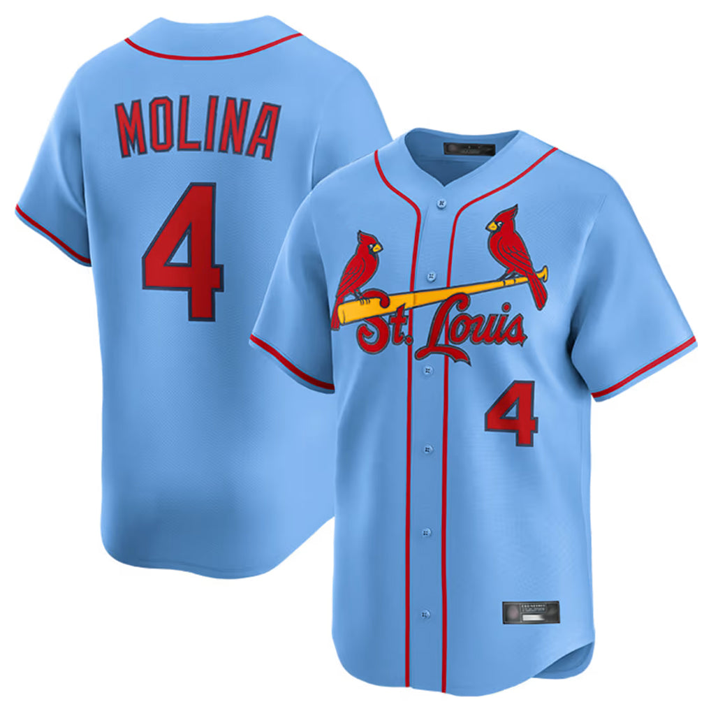 Fenge St. Louis Cardinals #4 Yadier Molina Player Light Blue Home Limited Stitched Jerseys