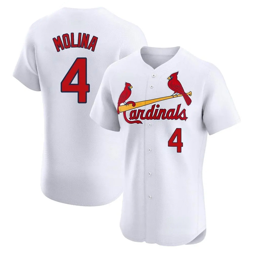 Fenge St. Louis Cardinals #4 Yadier Molina Player White Home Limited Elite Stitched Jerseys