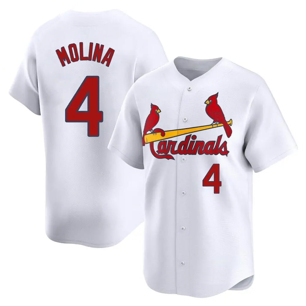 Fenge St. Louis Cardinals #4 Yadier Molina Player White Home Limited Stitched Jerseys
