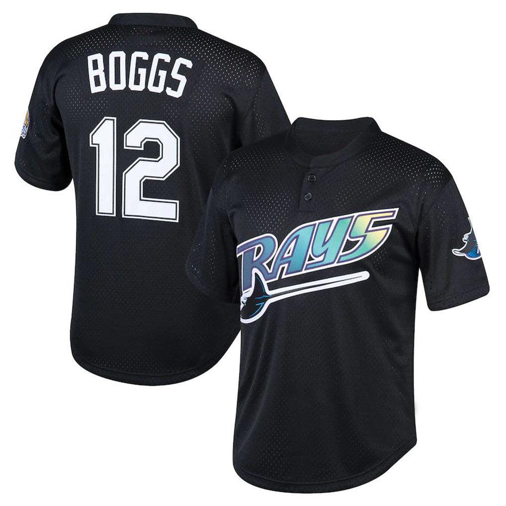 Fenge TB.Rays #12 Wade Boggs Player Black Mitchell & Ness Cooperstown Collection Mesh Batting Practice Stitched Jerseys