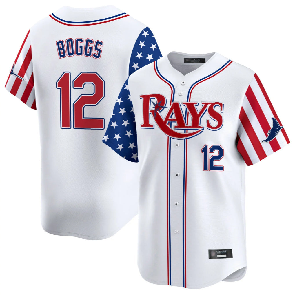 Fenge TB.Rays #12 Wade Boggs Player White 2025 Independence Day Vapor Premier Limited Stitched Jerseys