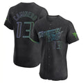 Fenge TB.Rays #13 Junior Caminero Player Black City Connect Home Limited Elite Stitched Jerseys