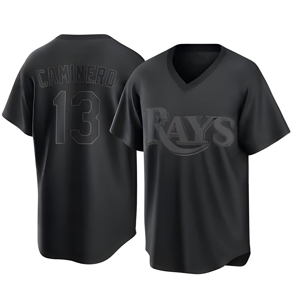 Fenge TB.Rays #13 Junior Caminero Player Black Home Game Stitched Jerseys