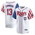 Fenge TB.Rays #13 Junior Caminero Player White 2025 Independence Day Vapor Premier Limited Stitched Jerseys