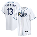 Fenge TB.Rays #13 Junior Caminero Player White Home Game Stitched Jerseys