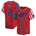 Fenge TB.Rays #2 Yandy Diaz Player Red 2025 Independence Day Vapor Premier Limited Stitched Jerseys